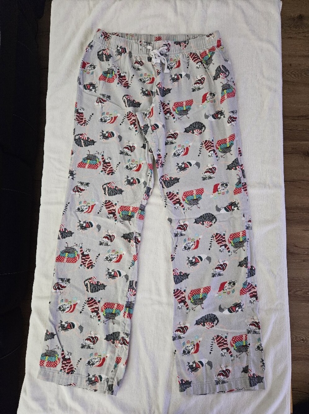 Old Navy Christmas Holiday Cat Flannel Pajama Pants Grey Tall Medium M